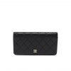 Chanel Black Quilted Lambskin Classic Long Flap With Silver Hardware Wallet 19.5Cm