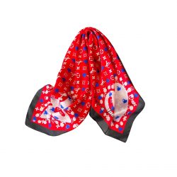 Louis Vuitton Silk Square Scarf Monogram And Heart Red 70Cm
