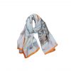 Hermes Silk Scarf Art Nouveau Pattern White 90Cm