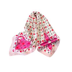 Louis Vuitton Silk Square Scarf Monogram And Heart Pink 70Cm