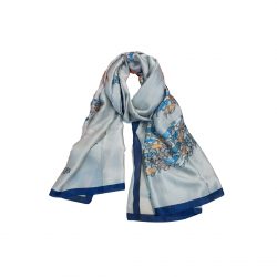 Hermes Silk Scarf Art Nouveau Pattern Light Blue 90Cm