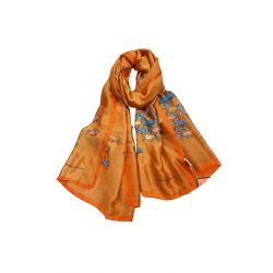 Hermes Silk Scarf Art Nouveau Pattern Orange 90Cm