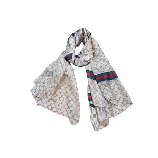 Gucci Gg Neutral Hosebit Silk Scarf Beige 90Cm