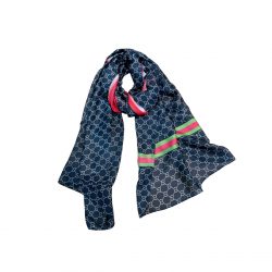 Gucci Gg Neutral Hosebit Silk Scarf Black 90Cm