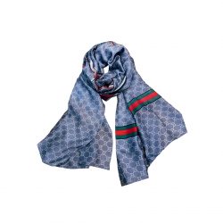 Gucci Gg Neutral Hosebit Silk Scarf Blue 90Cm