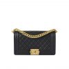 Chanel Medium Boy Quilted Lambskin Gold Chain Black 25Cm