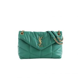 Saint Laurent Loulou Puffer Small Shoulder Bag In Jade Green 28Cm
