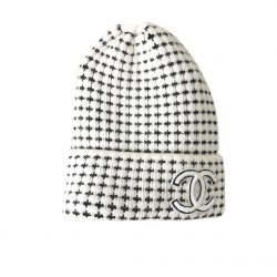 Chanel Cc Wool Beanie White