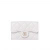 Chanel Classic Card Holder Wallet White Ap0214
