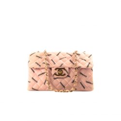 Chanel Vintage Classic Logo Print Jumbo Canvas Xl Maxi Flap Bag Pink 32Cm