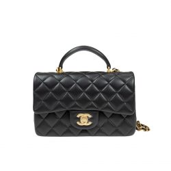Chanel Mini Flap Bag With Top Handle Black As2431
