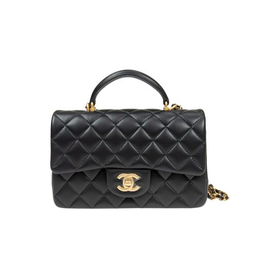 Chanel Mini Flap Bag With Top Handle Black As2431