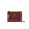 Saint Laurent Sunset Smooth Leather Shoulder Bag Red 23Cm