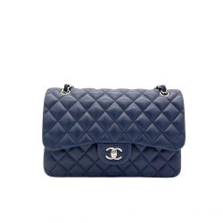 Chanel Medium Caviar Double Flap 23Cm Navy Blue A01113