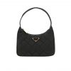 Prada Contenitore Maniglia Tessutu Nylon Quilted Shoulder Bag Black 21Cm