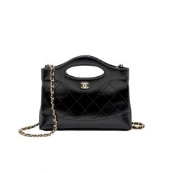 Chanel 24C Mini 31 Clutch With Chain Shiny Calfskin Black 24Cm