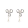 Chanel Bow Silver Pearl Earrings