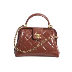 Chanel Mini Bag With Handle Shiny Lambskin In Brown 19Cm As4958 B16872 Ny562