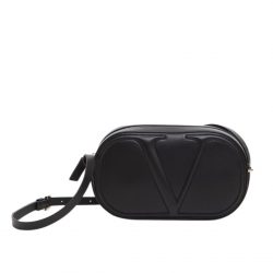 Valentino Vlogo Walk Calfskin Crossbody Bag Black 25Cm