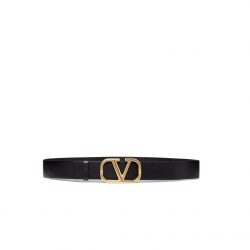 Valentino Garavani Leather Belt Vlogo Reversible Black 40Mm