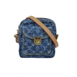 Louis Vuitton Camera Bag Blue Denim Monogram And Vachetta Trim 19Cm