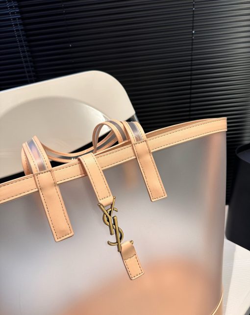 Saint Laurent Panier Medium In Vinyl And Vegetable Tanned Leather Brown 28 Cm 773697Fac0F2275 - Image 5