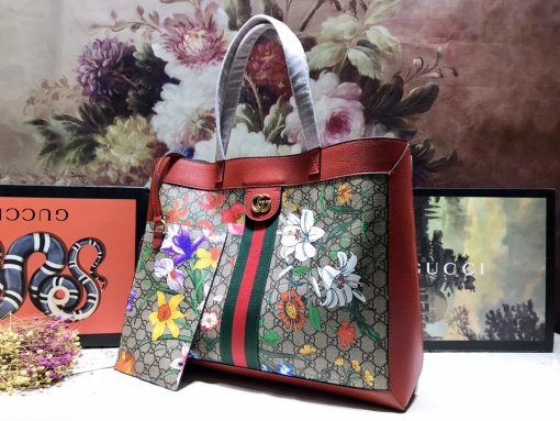 Gucci Ophidia Gg Flora Medium Tote Red 44Cm - Image 7