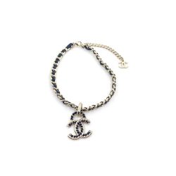 Chanel Metal Lambskin Chain Cc Choker Necklace Gold