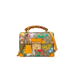 Gucci Women Padlock Gg Flora Small Bamboo Shoulder Bag 24Cm