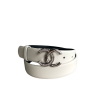 Chanel Leather Belt With Cc Pearl And Silver Tone Metal White 3Cm