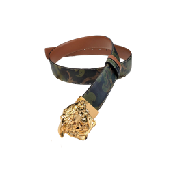 Versace La Medusa Leather Khaki Gold Metal 4Cm