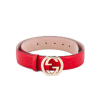 Gucci Calfskin Monogram Red Belt Gold Metal 3.5Cm