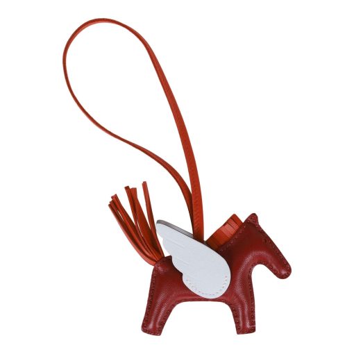 Hermes Rouge Grenat/Cornaline/Bleu Brume Pegasus Horse Rodeo Bag Charm PM - Image 2