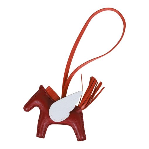 Hermes Rouge Grenat/Cornaline/Bleu Brume Pegasus Horse Rodeo Bag Charm PM