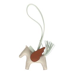 Hermes Pegase Rodeo Bag Charm PM Vert Fizz/Craie/Gold Milo Lambskin
