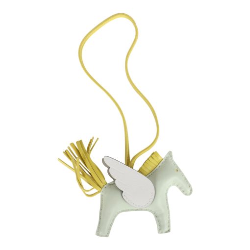 Hermes Pegase Rodeo Bag Charm PM New White/Vert Fizz/Lime Milo Lambskin - Image 2
