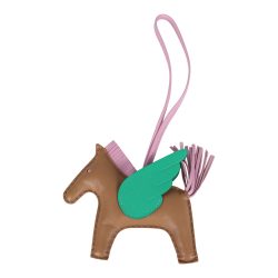 Hermes Pegase Rodeo Bag Charm MM Chai, Mauve Sylvestre and Menthe Milo Lambskin