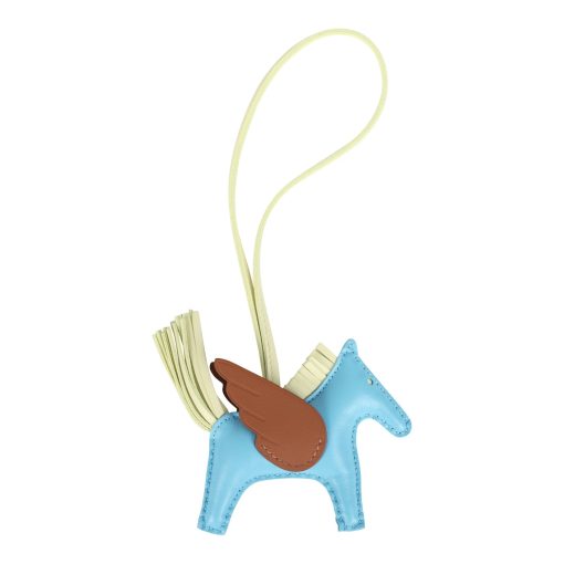 Hermes Pegase Rodeo Bag Charm PM Gold, Bleu Celeste and Jaune Milton Milo Lambskin - Image 2