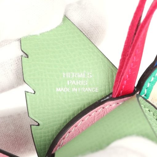 Hermes Birdy Charm Vert Criquet Bubblegum, Naturel, Menthe, Bleu France, Framboise Epsom Ostrich Chevre Mysore Swift Palladium Hardware - Image 3