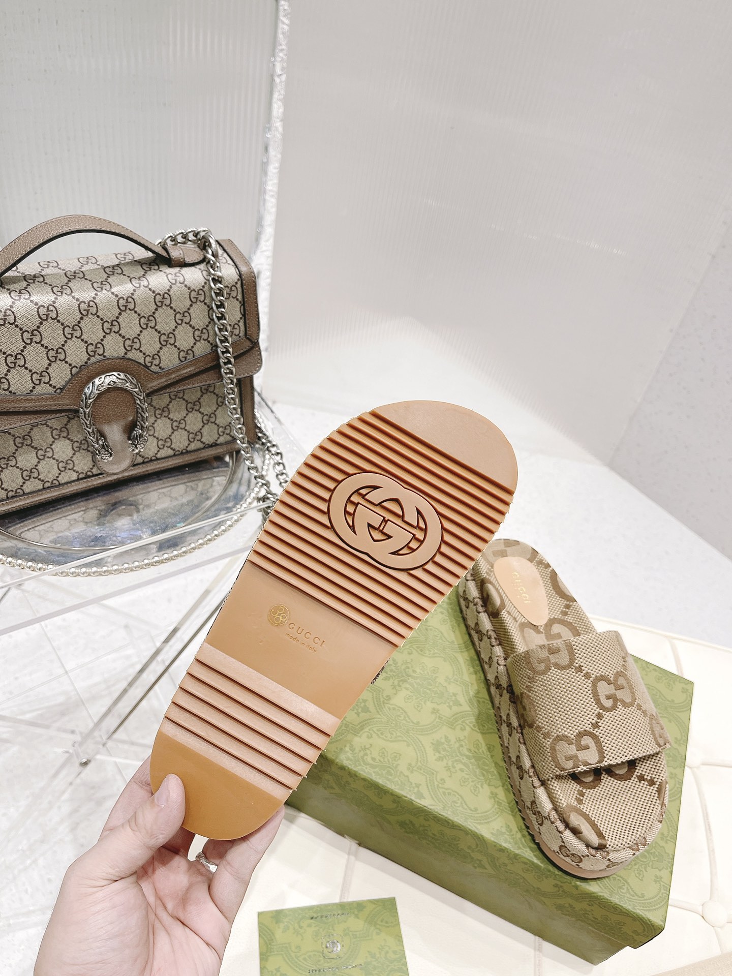 Gucci Women's Platform Slide Sandal Camel 623212 Uko00 2580 - PurseAura - Image 5