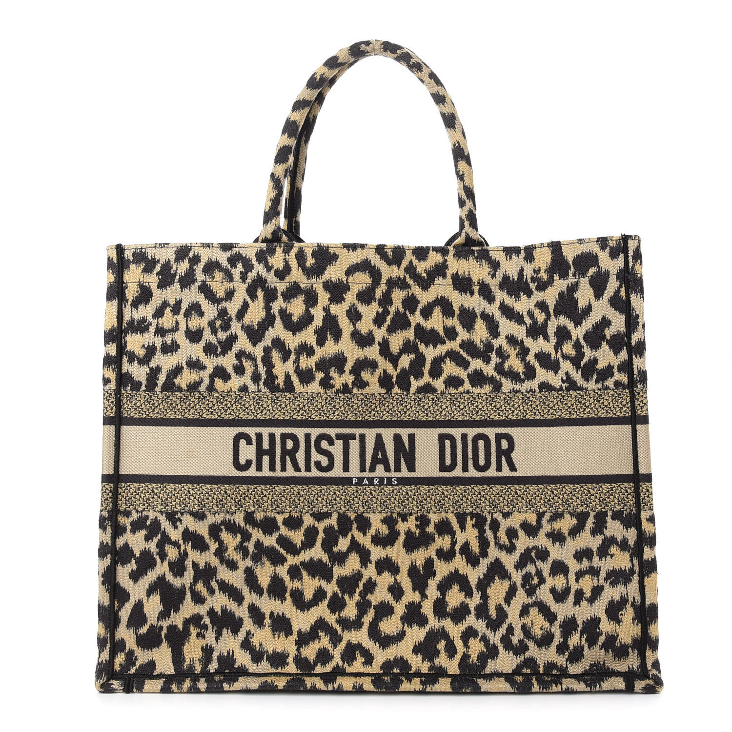 Christian Dior Canvas Mizza Large Leopard Book Tote Beige - PurseAura - Image 2