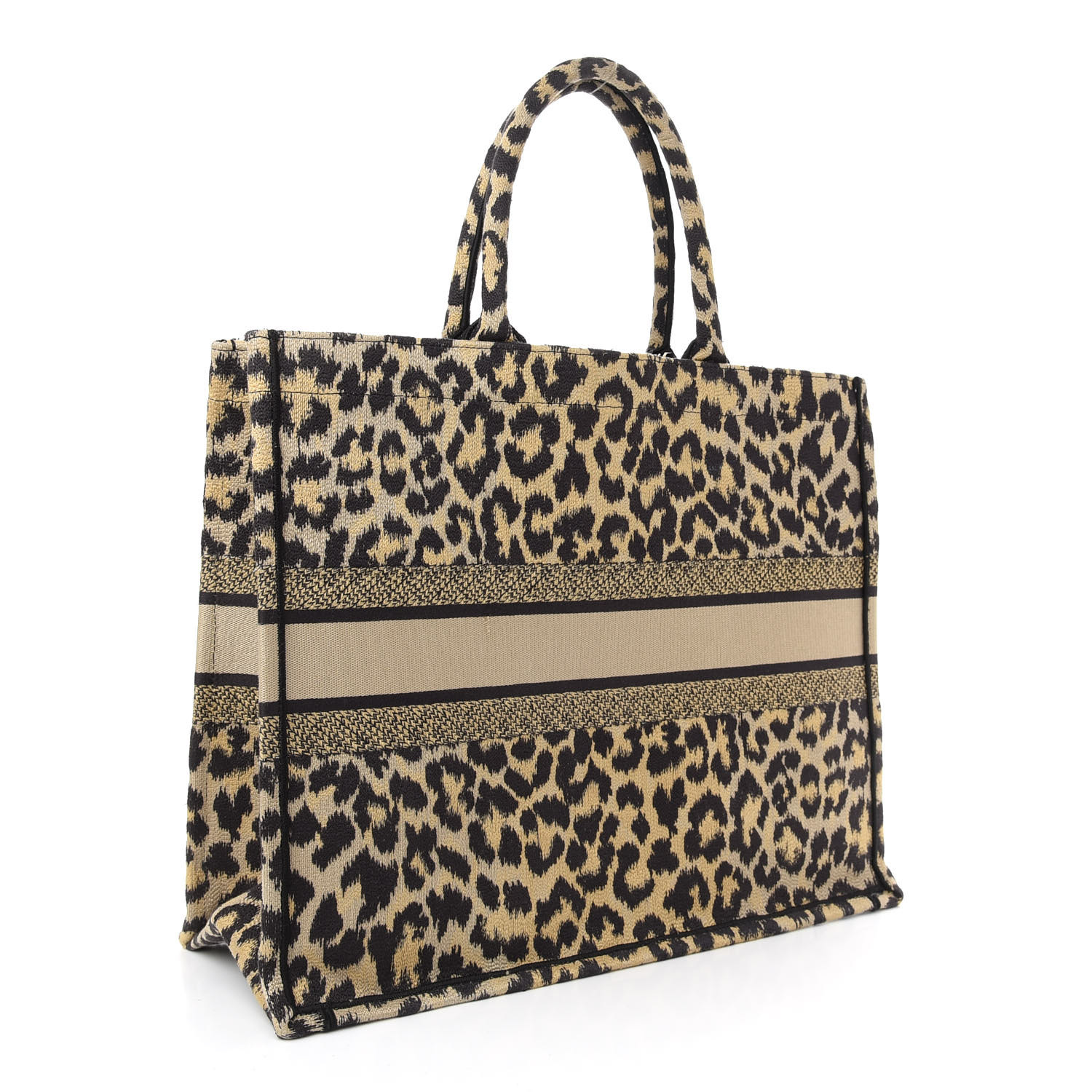 Christian Dior Canvas Mizza Large Leopard Book Tote Beige - PurseAura - Image 3