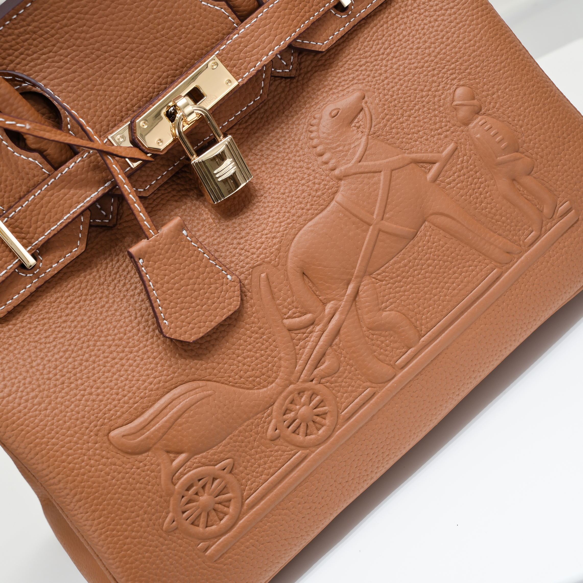 Hermes Birkin 30CM Brown Horse Draw Carriage Embossed - PurseAura - Image 6
