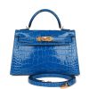 Hermes Kelly Sellier 20 Bleu Zellige Shiny Alligator Gold Hardware - PurseAura