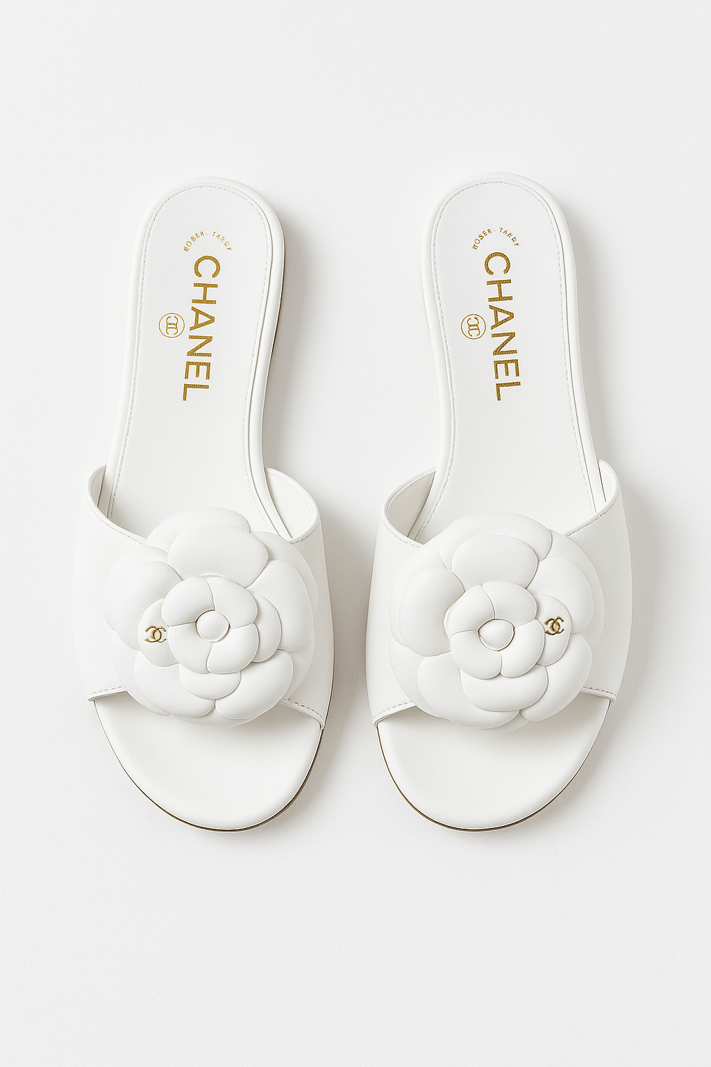 Chanel Camellia Slides White - PurseAura - Image 2