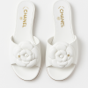 Chanel Camellia Slides White - PurseAura