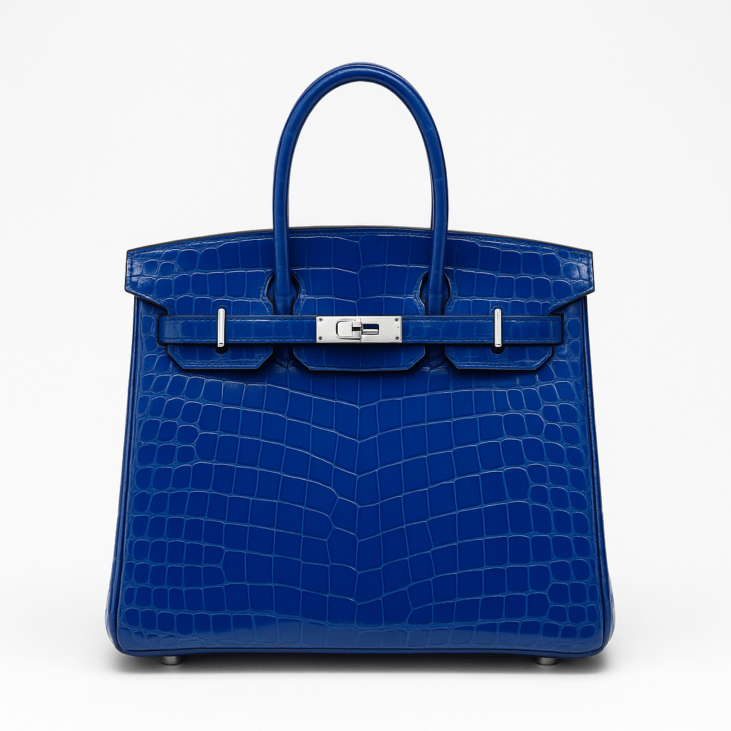 Hermes Birkin 25 Bleu Electric Shiny Niloticus Crocodile Palladium Hardware - PurseAura - Image 2