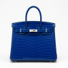 Hermes Birkin 25 Bleu Electric Shiny Niloticus Crocodile Palladium Hardware - PurseAura