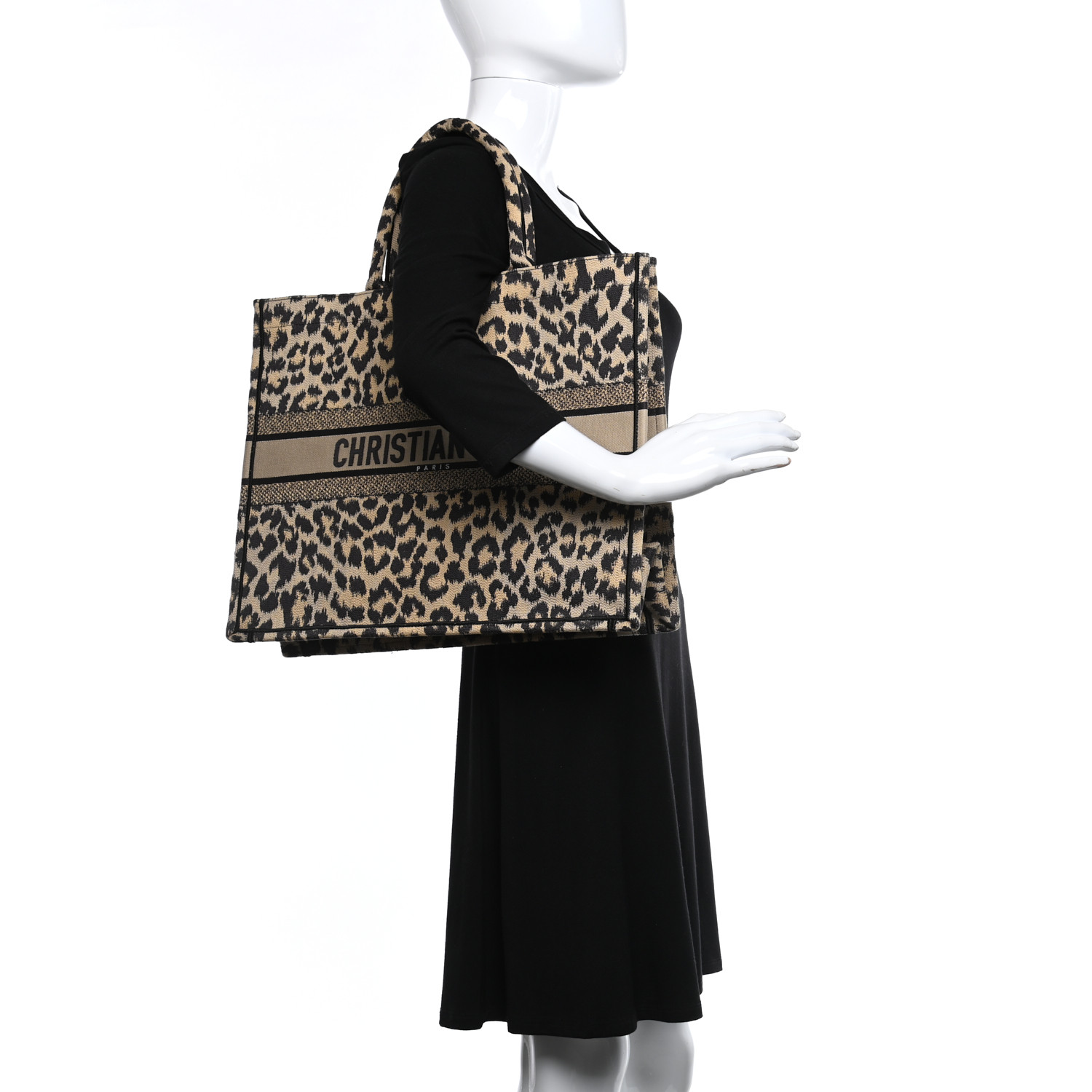 Christian Dior Canvas Mizza Large Leopard Book Tote Beige - PurseAura - Image 5