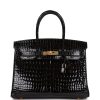 Hermes Birkin 30 Black Shiny Niloticus Gold Hardware - PurseAura